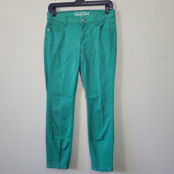 Old Navy Rockstar Womens Green Regular Fit Low Rise Skinny Jeans Size 8 - Picture 1 of 9